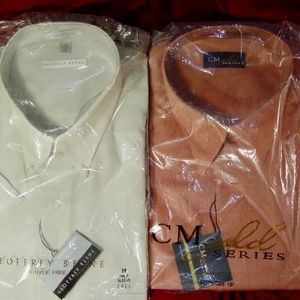 Lot (2) Dress shirts Men Geoffrey Beene and CM Size Tall 19" New in plastic
